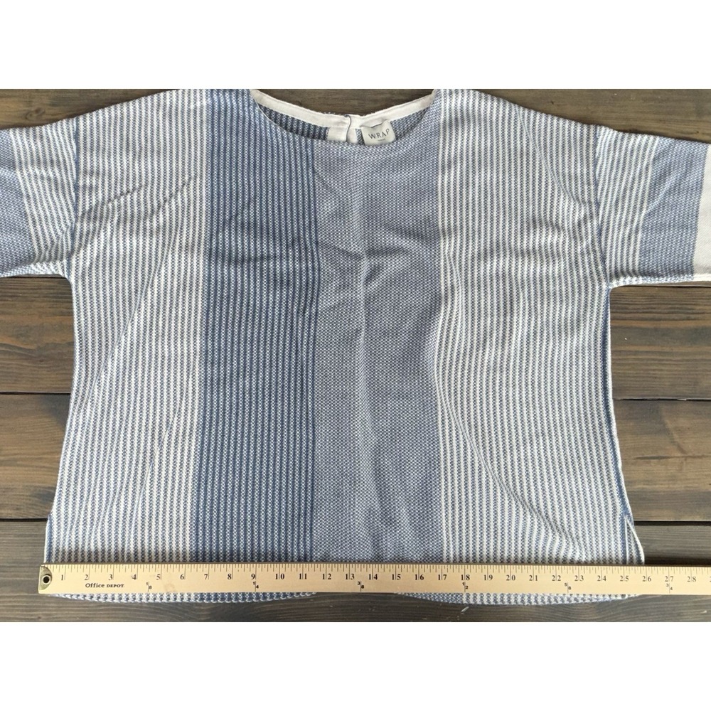 WRAP London Blue White Striped Cotton Tunic Top Womens Plus Size 18 UK 22 - Picture 3 of 10